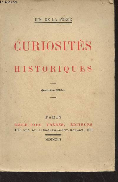 Curiosits historiques - 4e dition