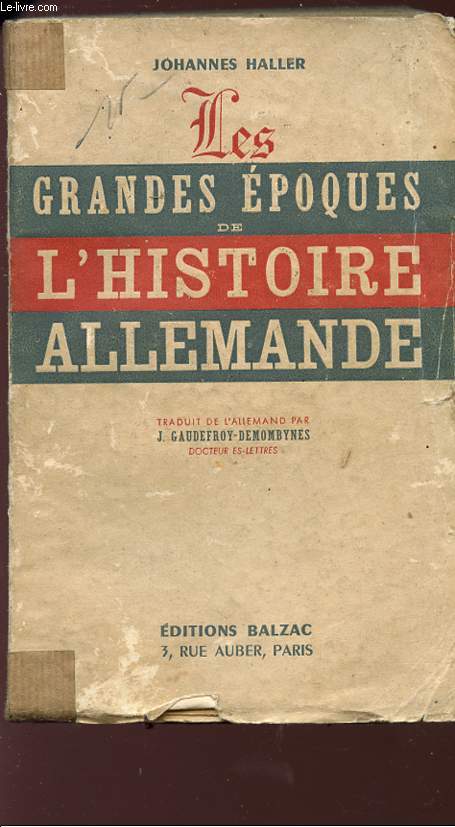 LES GRANDES EPOQUES DE L'HISTOIRE ALLEMANDE.