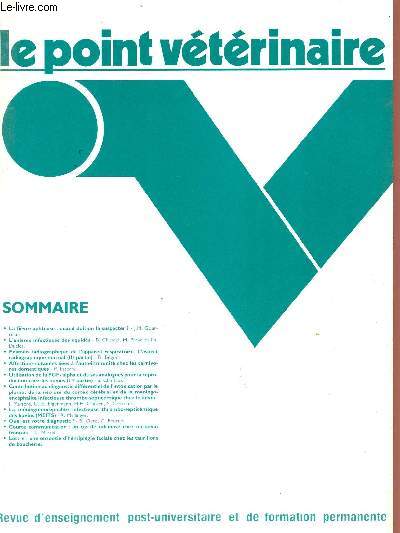 LE POINT VETERINAIRE - VOL. 13 - N62 - DECEMBRE / JANVIER 1982.