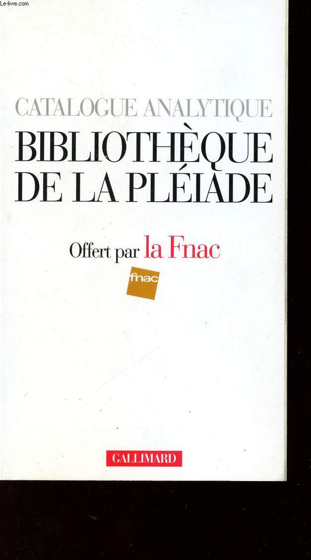 CATALOGUE ANALYTIQUEOFFERT PAR LA FNAC - 1995.