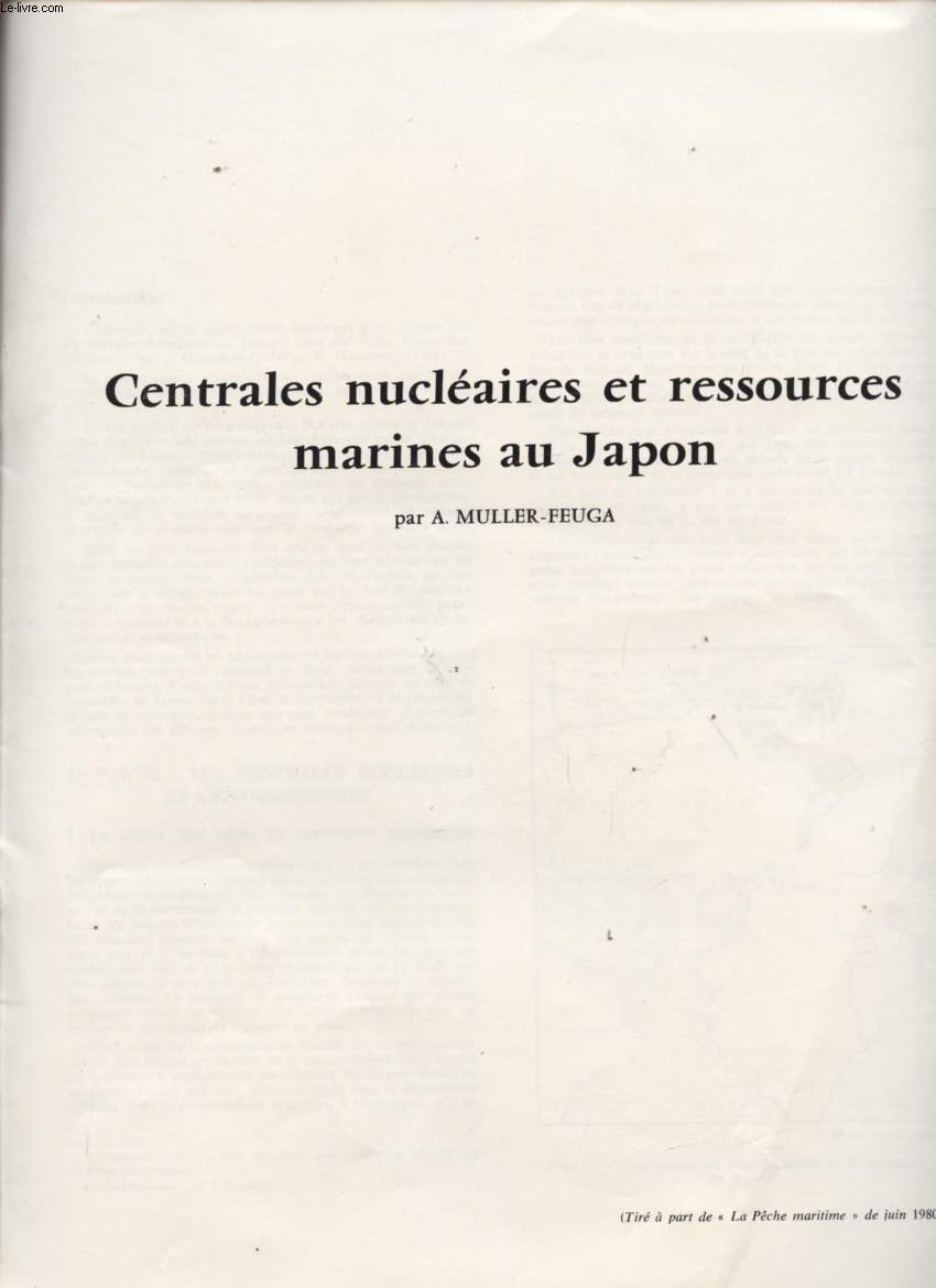 CENTRALES NUCLEAIRES ET RESSOURCES MARINES DU JAPON.