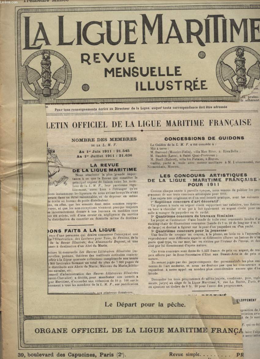 LA LIGUE MARITIME - JUILLET 1911.
