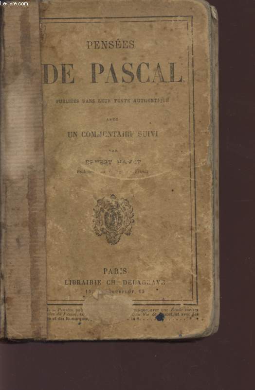 PENSEES DE PASCAL / NUOVELLE EDITION.