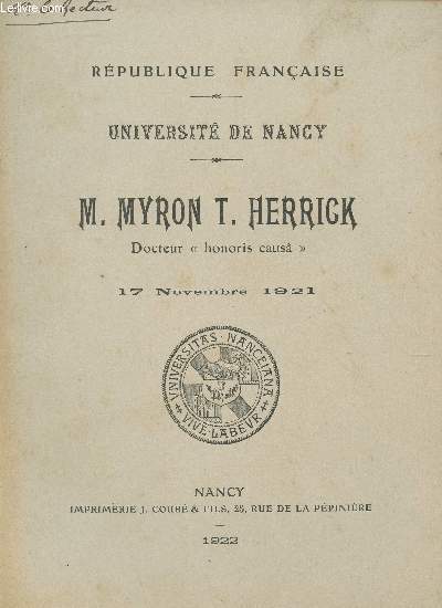 M. MYRON T. HERRICK - DOCTEUR 