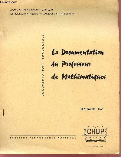 LA DOCUMENTATION DU PROFESSEUR DE MATHEMATIQUES / SEPTEMBRE 1968
