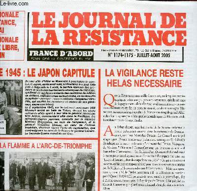 LE JOURNAL DE LA RESISTANCE / N1174-1175 - JUILLET-AOUT 2005.