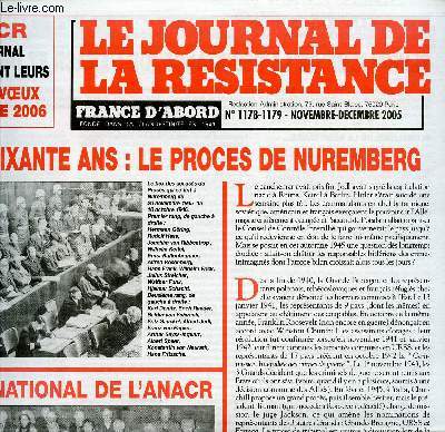 LE JOURNAL DE LA RESISTANCE / N1178-1179 - NOVEMBRE-DECEMBRE 2005.