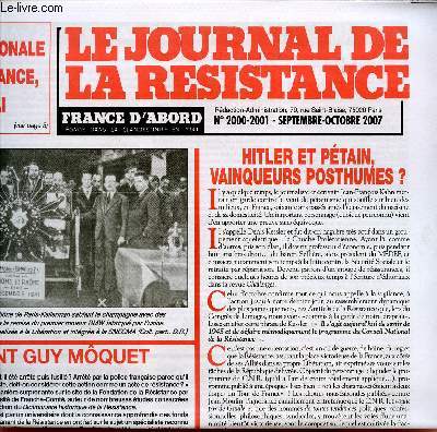 LE JOURNAL DE LA RESISTANCE / N2000-2001 - SEPTEMBRE- OCTOBRE 2007.