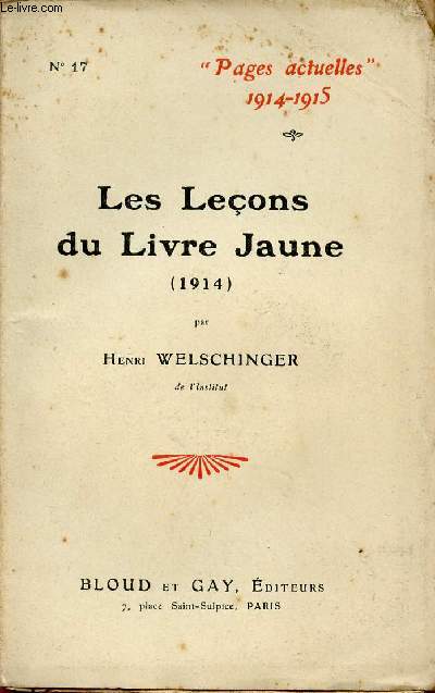 LES LECONS DU LIVRE JAUNE (1914) / COLLECTION 