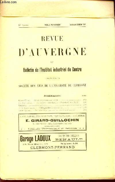 REVUE D'AUVERGNE ET BULLETIN DE L'UNIVERSITE / 28 ANNEE - SEPTEMBRE-OCTOBRE 1911.
