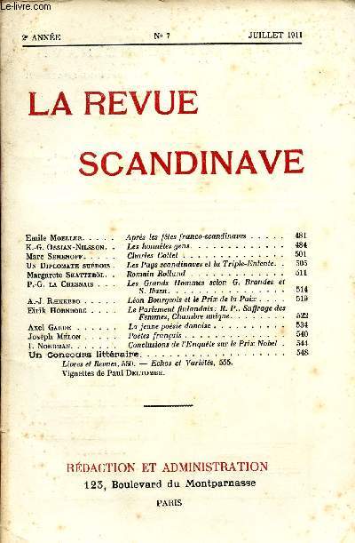 LA REVUE SCANDINAVE / 2me ANNEE - N 7 - JUILLET 1911.