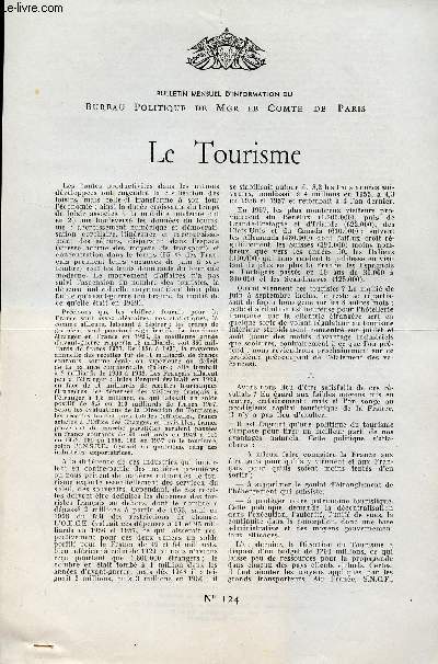 LETTRE N 124 - LE TOURISME / 21 OCTOBRE 1959.