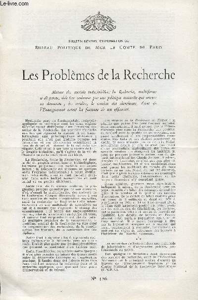LETTRE N 126 / LES PROBLEMES DE LA RECHERCHE / 16 DECEMBRE 1959.