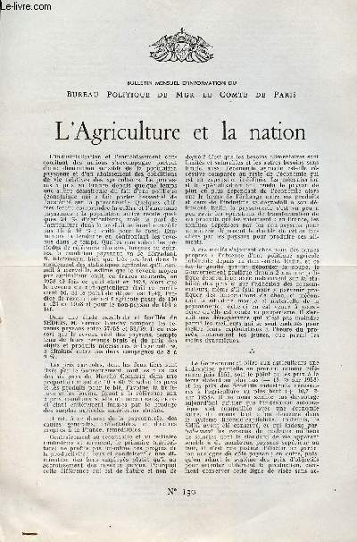 LETTRE N 130 / L'AGRICULTURE ET LA NATION / 6 AVRIL 1960.
