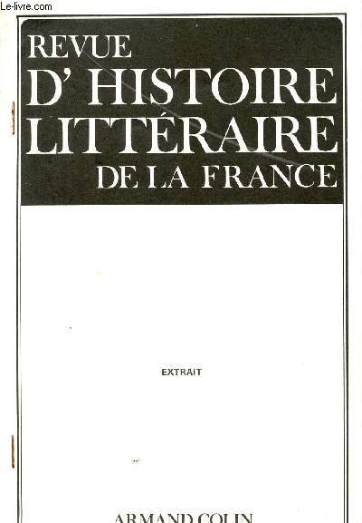REVUE D'HISTOIRE LITTERAIRE DE LA FRANCE - EXTRAIT.