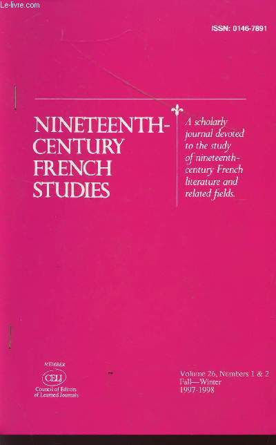 NINETEENTH-CENTURY FRENCH STUDIES / VOLUME 26 - N1 ET 2 - AUTOMNE HIVER 1997-1998 / METAMORPHOSES CORRESPONDANCIELLES DU DEBUT DU XIX SIECLE : LINGUISTIQUE, STYLE, SYNESTHESIES - EXTRAIT.