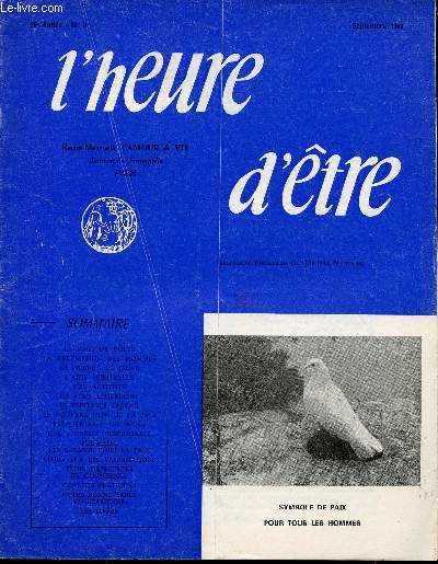 L'HEURE D'ETRE - REVUE MENSUELLE D'AMOUR ET VIE / 29 ANNEE - N9 - SEPTEMBRE 1969.