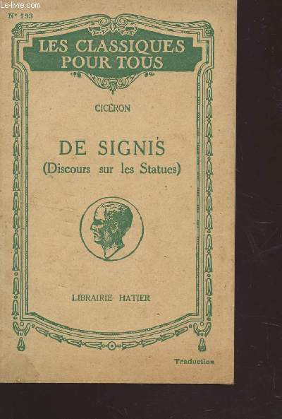 DE SIGNIS - DISCOURS SUR LES STATUES (IN EXTENSO) / COLLECTION 
