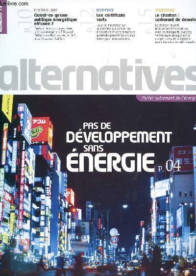 ALTERNATIVES - PARLER AUTREMENT DE L'ENERGIE / NUMERO 13 / PAS DE DEVELOPPEMENTY SANS ENERGIE...