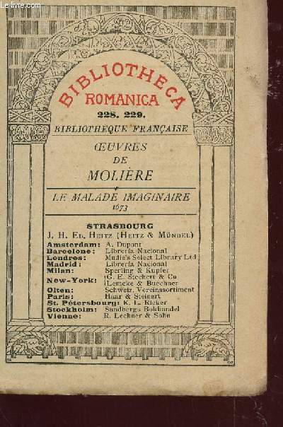 OEUVRES DE MOLIERE - LE MALADE IMAGINAIRE (1673) / BIBLIOTHECA ROMANTICA.
