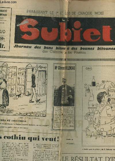 LE SUBIET - JHORNAU DES BONS BITONS ET DES BOUNES BITOUNES, DES CHERENTES ET DAU POUETOU / 55e ANNEE, N8 - 15 AVRIL 1956.