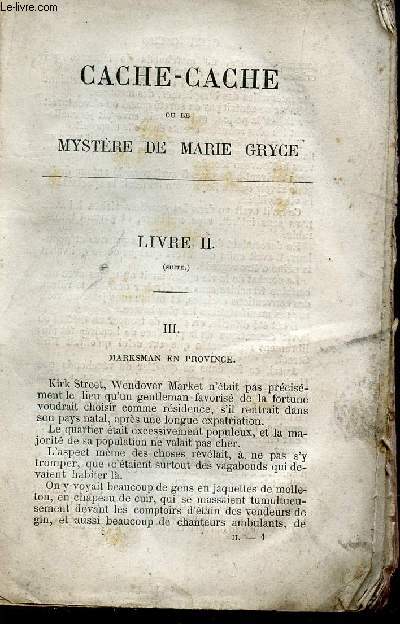 CACHE-CACHE OU LE MYSTERE DE MARIE GRYCE - TOME II / ROMAN ANGLAIS.
