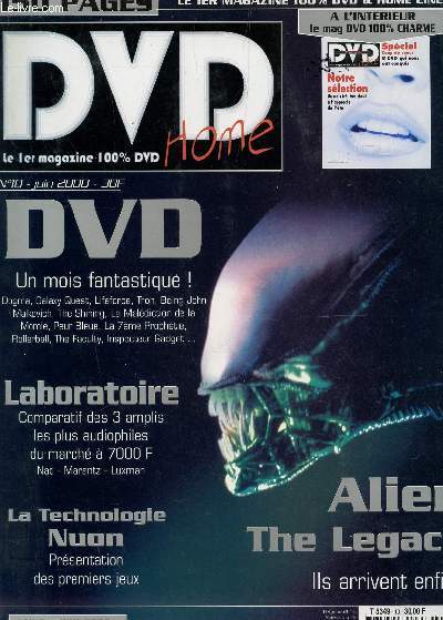 DVD HOME - LE &ER MAGAZINE 100% DVD ET HOME CINEMA / N10 - JUIN 2000 / ALIEN THE LEGACY - LA TECHNOLOGIE NUON : PRESENTATION DES PREMIERS JEUX ETC...