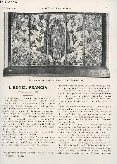 LA CONSTRUCTION MODERNE : 41 ANNEE - FASCICULE N32 - 9 MAI 1926 / L'HOTEL FRANCIA - UN FERRONNIER MODERNE - ...