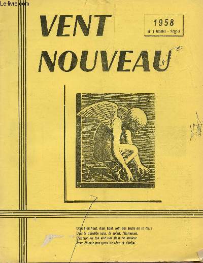 VENT NOUVEAU - REVUE DES ECRIVAINS ET DES ARTISTES DE L'ENSEIGNEMENT - N1 - JANVIER-FEVRIER 1958.