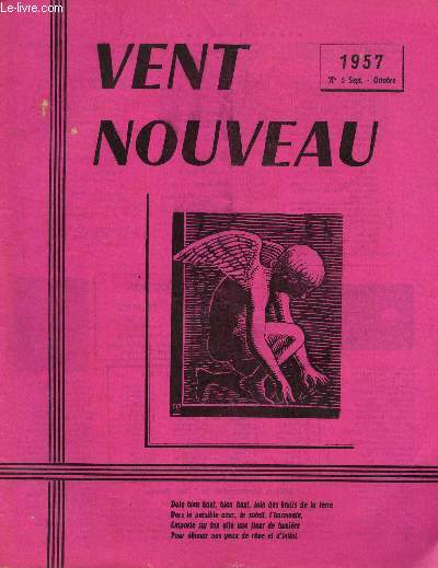 VENT NOUVEAU - REVUE DES ECRIVAINS ET DES ARTISTES DE L'ENSEIGNEMENT - N5 - SEPT-OCTOBRE 1957.