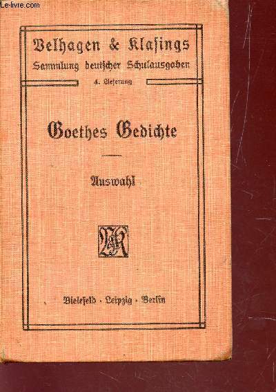 GOETHES BEDICHTE / COLLECTION 