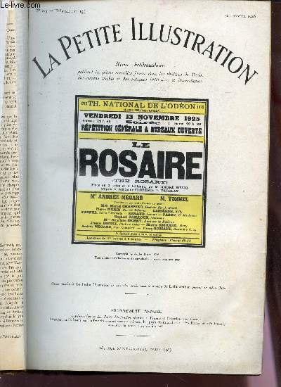 LA PETITE ILLUSTRATION - N273 - THEATRE N156 - 30 JANVIER 1926 : LE ROSAIRE - PIECE EN TROIS ACTES ET QUATRE TABLEAUX.
