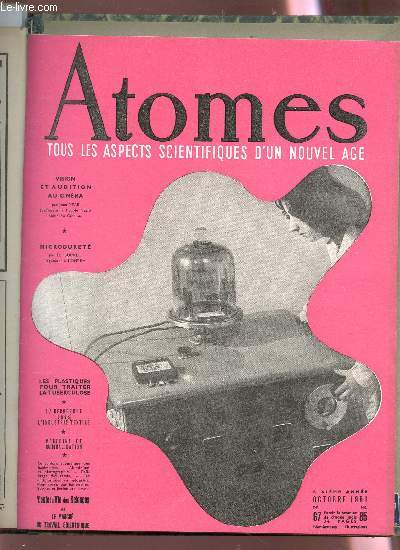 ATOMES - N67 - OCTOBRE 1951 / VISION ET AUDITION AU CINEMA / MICRODURETE / LES PLASTIQUES POUR TRAITE LA TUBERCULOSE / LA RECHERCHE DANS L'INDUSTRIE TEXTILE / MEDECINE ET RATIONALISATION / ETC...