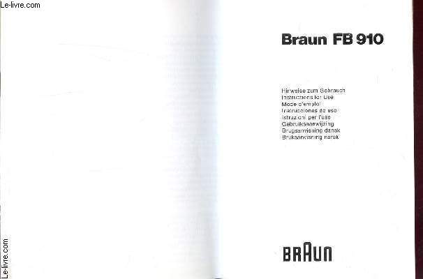 BRAUN FB910 - MODE D'EMPLOI (PLAQUETTE).