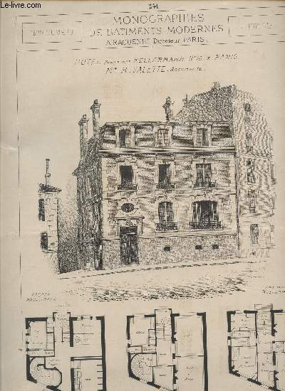 HOTEL, BOULEVARD KELLERMANN, N10 A PARIS - Mr H. VALETTE, ARCHITECTE / N181 de la COLLECTION 