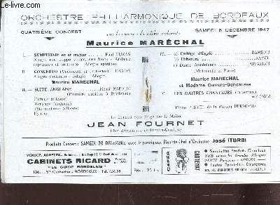 GRAND THEATRE - PROGRAMME OFFICIEL / Symphonie en ut majeur: Paul DUKAS / Les maites chanteurs / MAURICE MARECHAL etc...