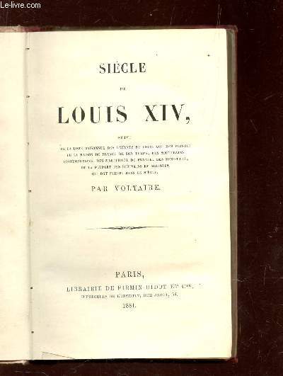 SIECLE DE LOUIS XIV -