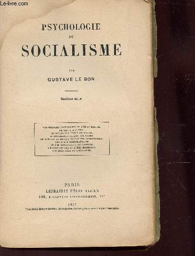 PSYCHOLOGIE DU SOCIALISME / Les thories socialistes et l