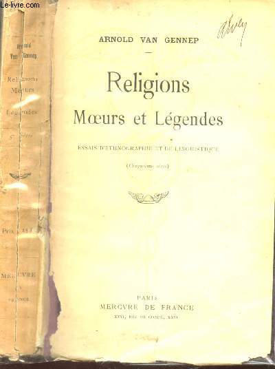 RELIGIONS MOEURS ET LEGENDES - ESSAIS D'ETHNOGRAPHIE DE LINGUISTIQUE /