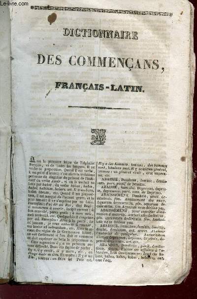 DICTIONNAIRE DES COMMERCANS FRANCAIS-LATIN