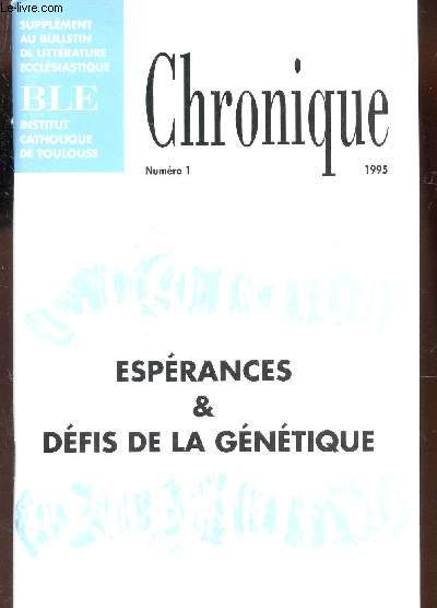 ESPERANCES & DEFIS DE LA GENETIQUE - N1 - ANNEE 1995 DE 