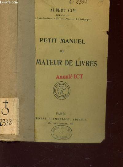 PETIT MANUEL DE L'AMATEUR DE LIVRES