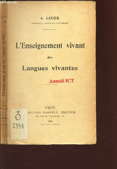 L'ENSEIGNEMENT VIVANT DES LANGUES VIVANTES -
