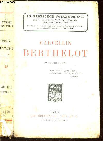 MARCELLIN BERTHELOT - PAGES CHOISIES
