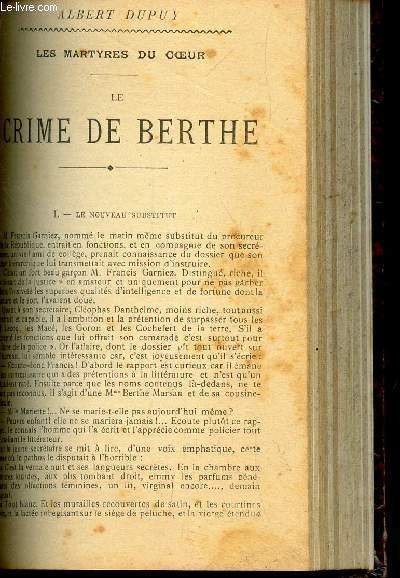 LE CRIME DE BERTHE - (LES MARTYRES DU COEUR)