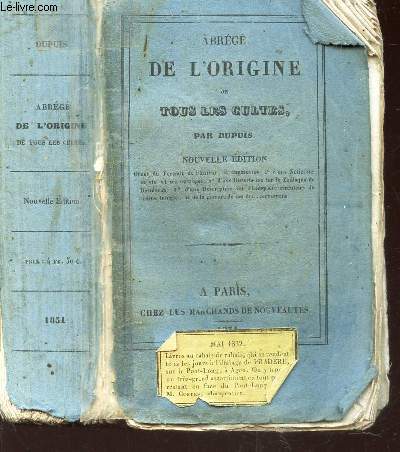 ABREGE DE L'ORIGINE DE TOUS LES CULTES / BOUVELLE EDITION.