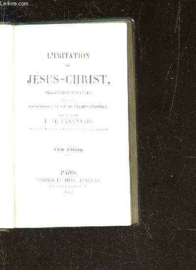 L'IMITATION DE JESUS-CHRIST -