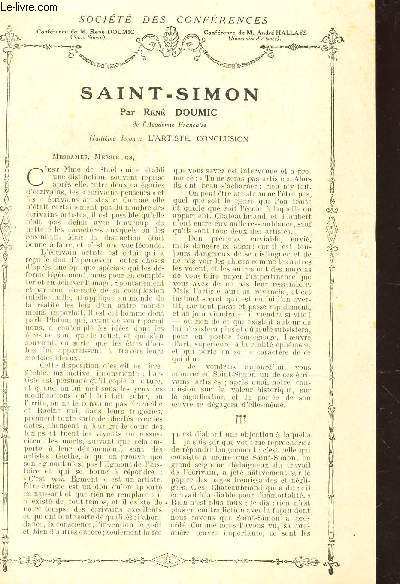 SAINT-SIMON - HUITIEME LECON : L'ARTISTE, CONCLUSION / Supplment aux Lectures pour tous - Anne 1914 - SOCIETE DES CONFERENCES