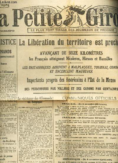 LA PETITE GIRONDE - N16.931 - 9 NOVEMBRE 1918 / La liberation du territoire est proche / La demande d'armistice / La Rpublique proclame en Baviere / etc...