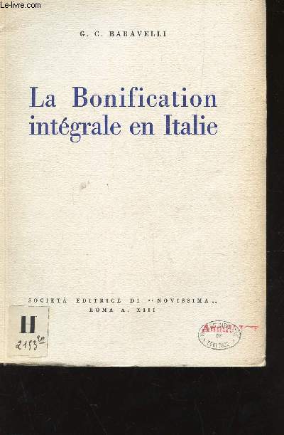 LA BONIFICATION INTEGRALE EN ITALIE -